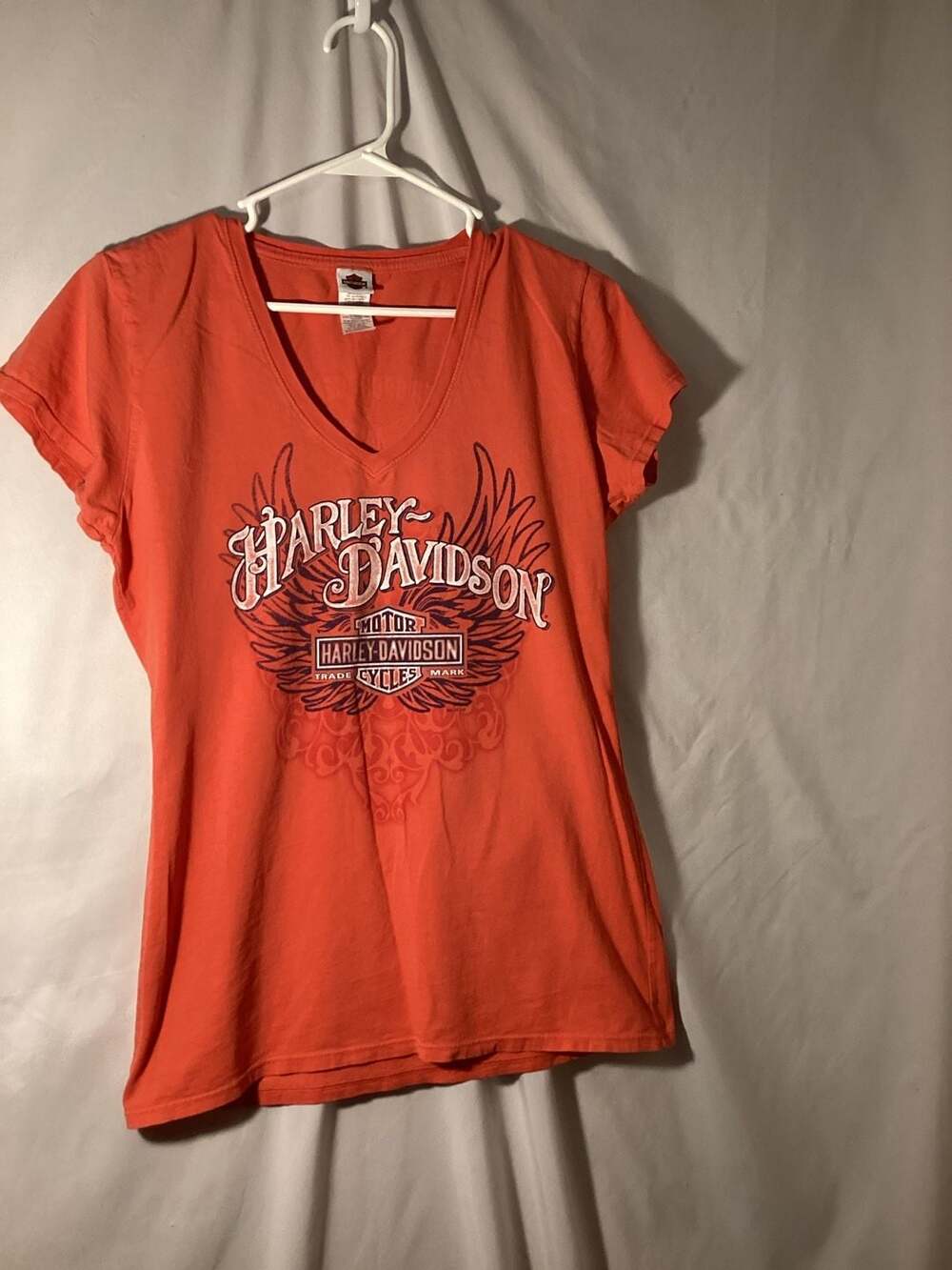 Harley Davidson V-Neck T-Shirt Orange Baer Sport Center Honesdale PA
